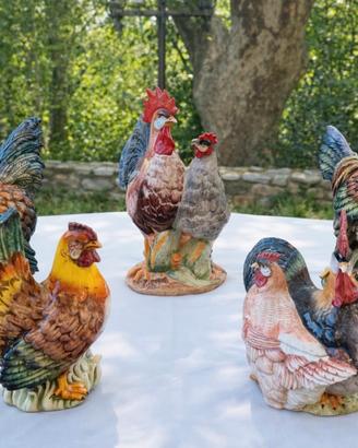 Set galline/galli ceramica vintage Italia