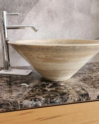 Lavabo in Marmo Travertino Noce 50x50 cm H 20cm