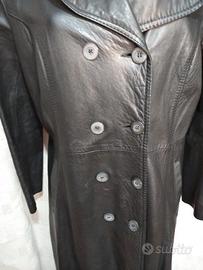 Trench vintage in pelle nero