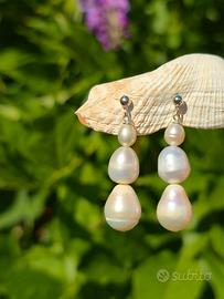 orecchini lobo argento925 perla di fiume bianca