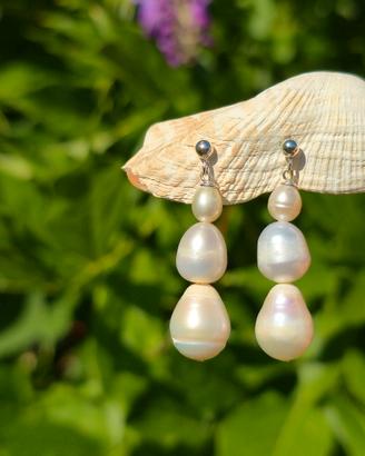 orecchini lobo argento925 perla di fiume bianca