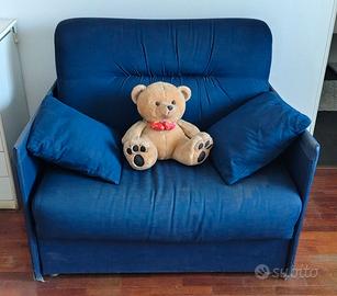 Poltrona letto blu con materasso