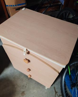 fasciatoio legno con vasca per bagnetto