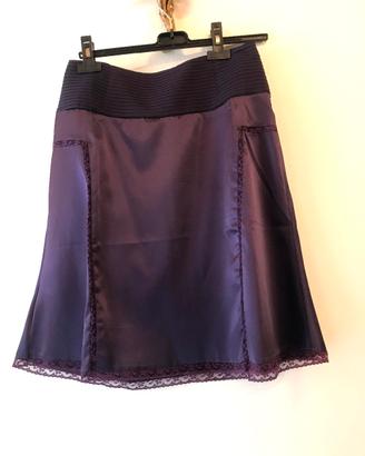 Gonna Sisley satin viola scuro. M/44 IT . Nuova