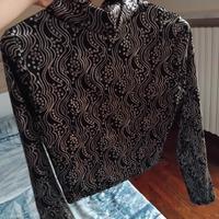 maglia corta collo alto luccicante taglia XS/S