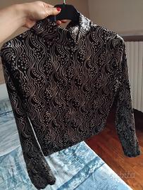 maglia corta collo alto luccicante taglia XS/S