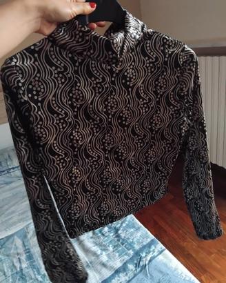 maglia corta collo alto luccicante taglia XS/S