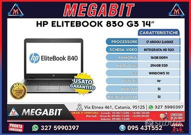 Hp elitebook 840 g3 14 - i7-6500u, 16gb ram- usato