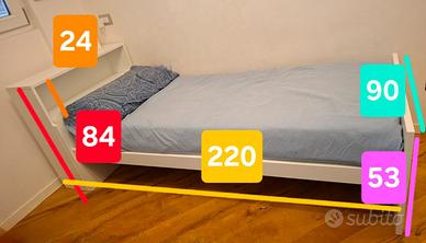 Letto singolo mobiliere con testata contenitore