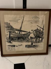 Quadro carboncino pittore G. Galbiati