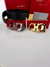 Set cintura Ferragamo fibbie argento e oro nuova 