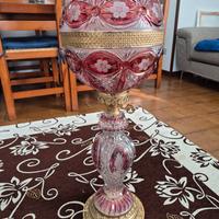  lampada da tavolo in cristallo e ottone 