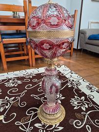  lampada da tavolo in cristallo e ottone 