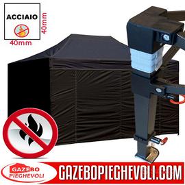 Gazebo 4,5x3 professionale personalizzabile nero