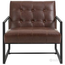 Poltrona Imbottita Stile Industriale Trapuntata a