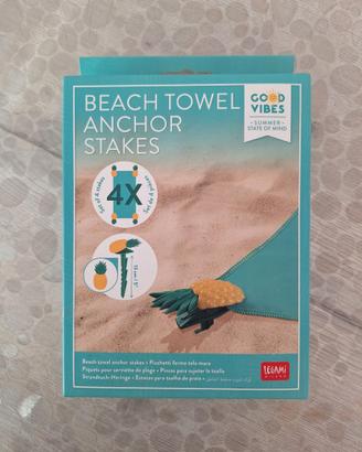 Set di 4 picchetti ananas ferma telo mare