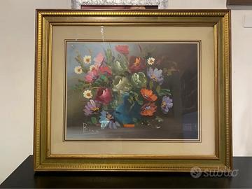 Dipinto ad olio XX secolo Bouquet floreale