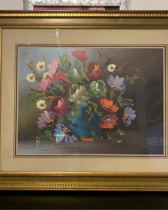 Dipinto ad olio XX secolo Bouquet floreale