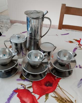 set di  tazzine  caffetiera anni  70  inoxpran 
