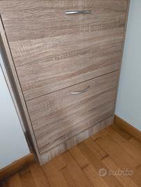 Scarpiera salvaspazio legno – 2 ribalte