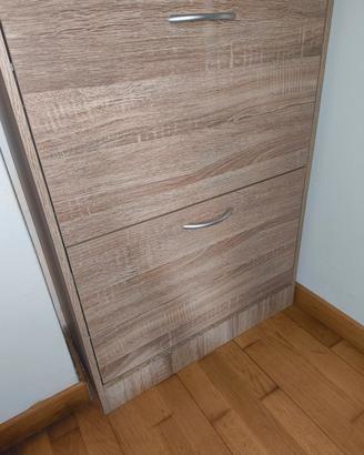 Scarpiera salvaspazio legno – 2 ribalte