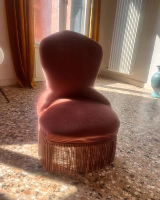 Poltrona vintage in velluto rosa