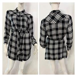 PEPE JEANS Vestito abito nero quadri tartan