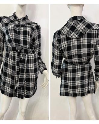 PEPE JEANS Vestito abito nero quadri tartan