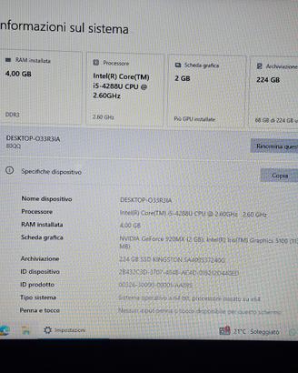 Lenovo Ideapad100 Intel i5 SSD240GB Scuola-Ufficio