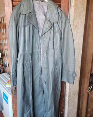 Trench lungo Donna in Vera Pelle Grigio Antracite