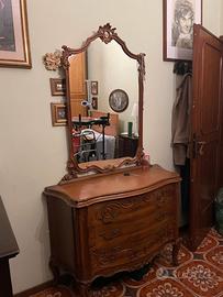 Comò con specchio in legno massello