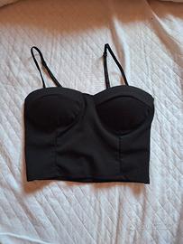 Top bustier nero con spalline regolabili