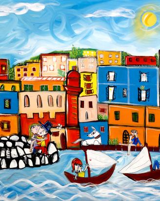 Paesaggio in stile moderno isola di ponza 100x100