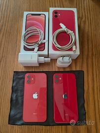 2 Apple iPhone 12 e iPhone 11 rossi 128gb e 64gb 