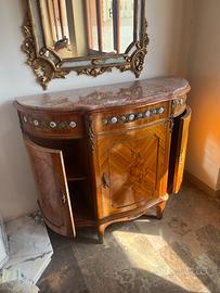 Credenza bassa in legno con top in marmo