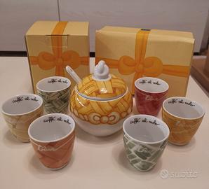 Set 6 tazzine "caffè al volo" + zuccheriera 