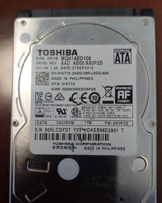 Hard Disk Interno 2.5" Toshiba 1TB SATA