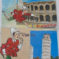 cartoline pinocchio città italiane 10x15cm  