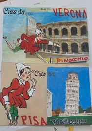 cartoline pinocchio città italiane 10x15cm  