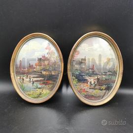 QUADRETTI OVALI COPPIA DIPINTI