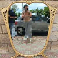 Specchio antico grande da parete con piedi 140x110