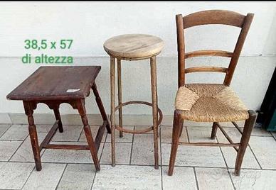 tavolino, sedia sgabello, mobili vecchi antichi