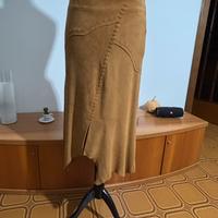 Gonna marrone 100% vera pelle conbipel taglia 44