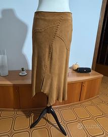 Gonna marrone 100% vera pelle conbipel taglia 44