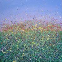 Dipinto Acrilico su Tela Paesaggio Astratto 50x50