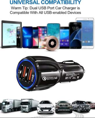 Caricabatterie Telefono Rapido per Auto con Cavo