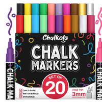 Chalkola 20 pezzi pennarelli punta 3mm a base d'ac