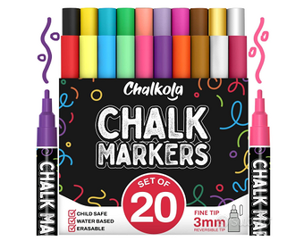 Chalkola 20 pezzi pennarelli punta 3mm a base d'ac