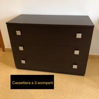 Cassettiera moderna 3 cassetti -color wengé-