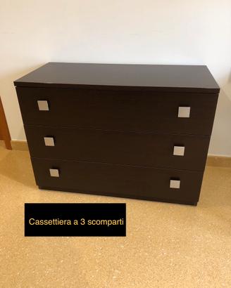 Cassettiera moderna 3 cassetti -color wengé-
